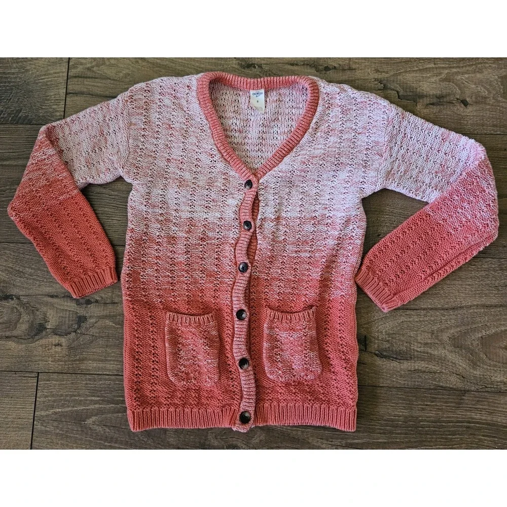 OSHKOSH  B'GOSH Girls Knit Pink Ombre Cardigan Sweater Size 8